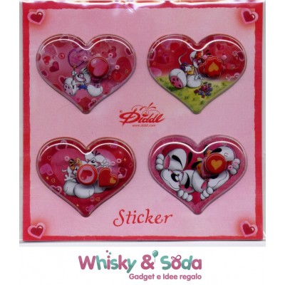 DIDDL - DIDDLINA 3 x Confez. STICKERS 4 ADESIVI A FORMA CUORE