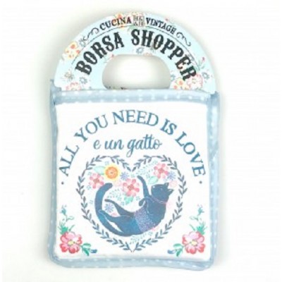BORSA SHOPPER VINTAGE - "All you need is love...gatto"