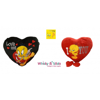 TWEETY - TITTI LOVE CUORE PELUCHE BLACK RED