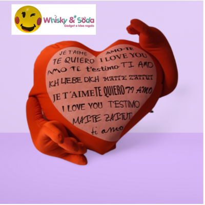 CUSCINO MORBIDO CON MANINE - Ti amo in tutte le lingue del mondo