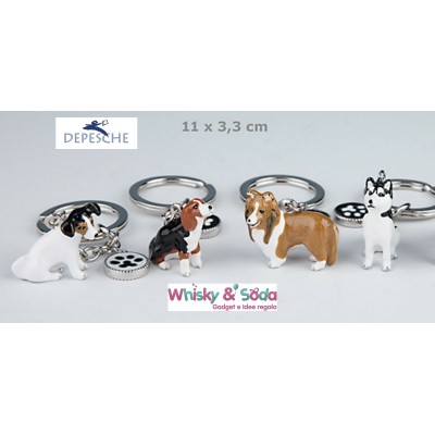 Portachiavi CANE "DOGGY LOVE" Metallo Handbemalt