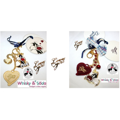 LOVE GIRL Portachiavi Linea SILVESTRO Charms Sweet Col. 002 - Charms con Fiocco col. 608